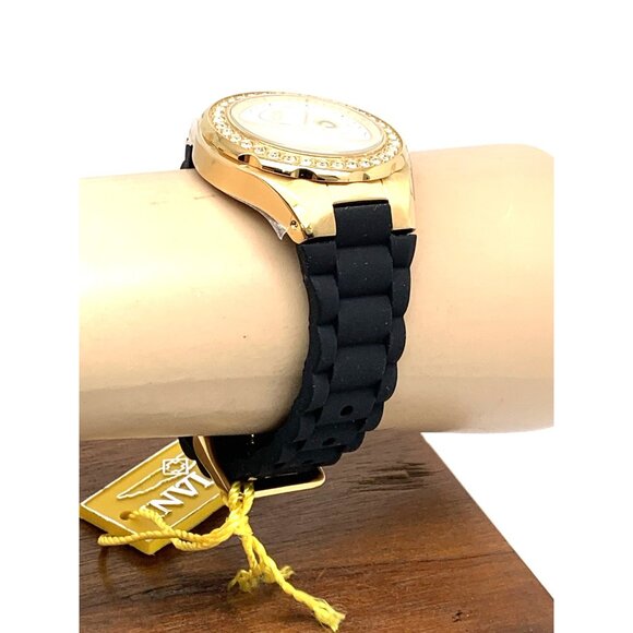Invicta Women\'s Watch 1643 Angel Quartz White Dial Gold Black Rubber Strap 38mm main image 14